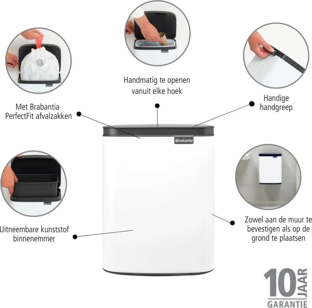 Brabantia Bo Prullenbak 7L - White