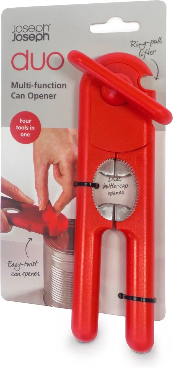 Joseph Joseph Duo 4-in-1 Blikopener - Rood