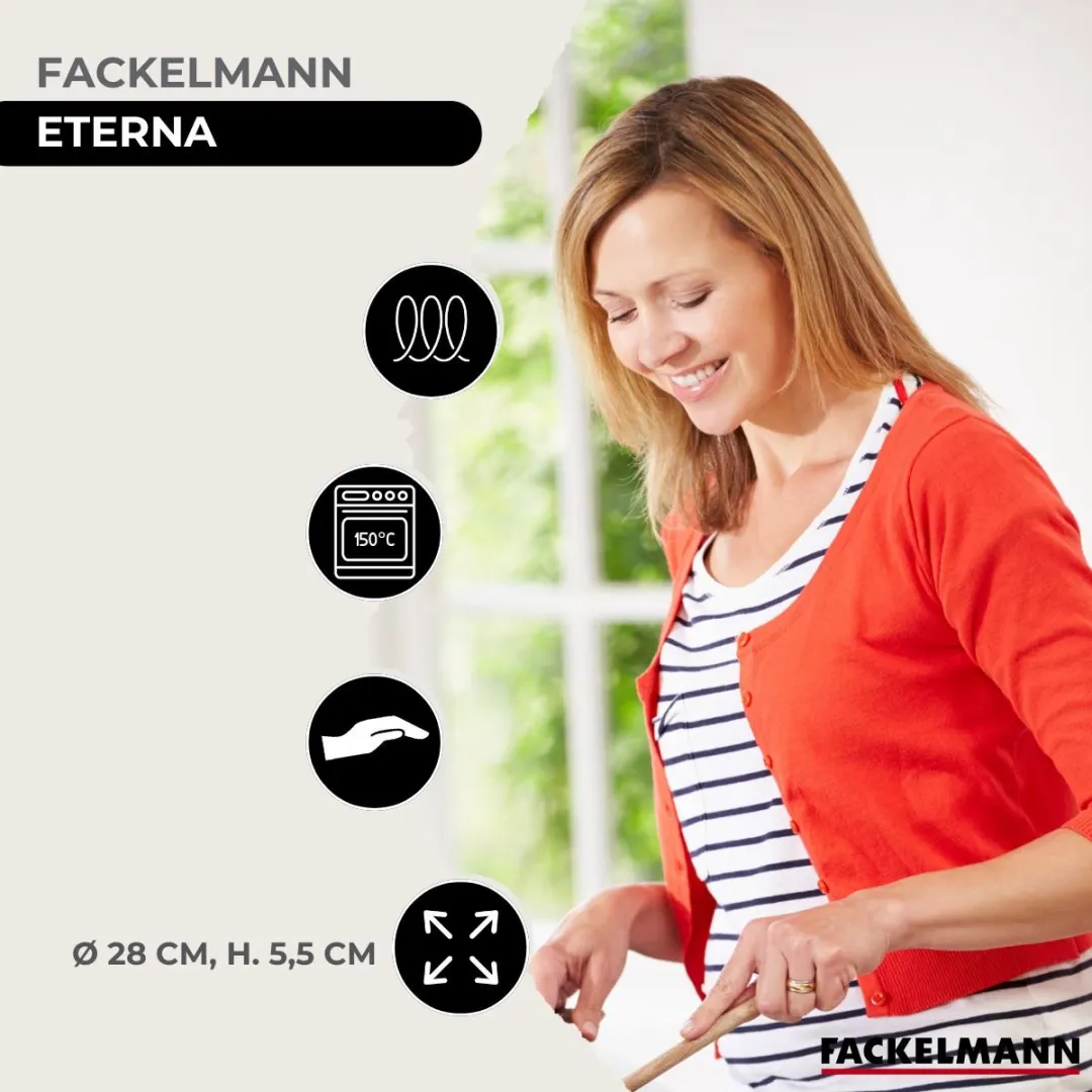 Fackelmann Eterna Pan 28cm - Inductie - Roestvrij staal/Glas - afbeelding 6 van 6