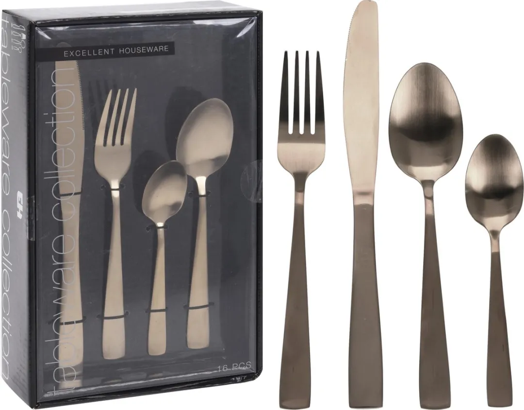 Excellent Houseware Mat Goud bestekset - 16 delig