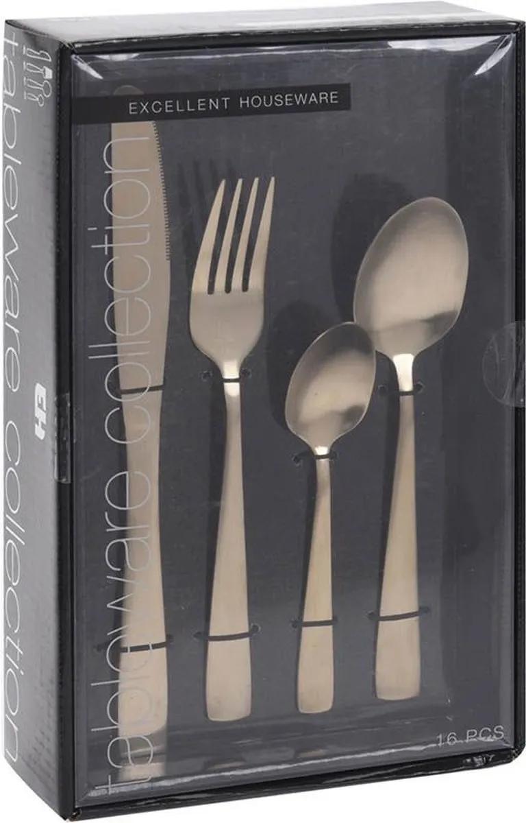 Excellent Houseware Mat Goud bestekset - 16 delig