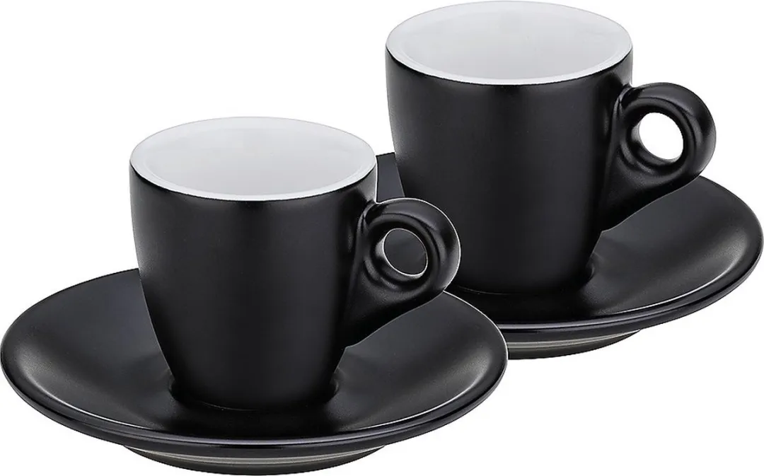 Kela Mattia Espresso Kop & Schotel Set 12cm - 50ml - Zwart