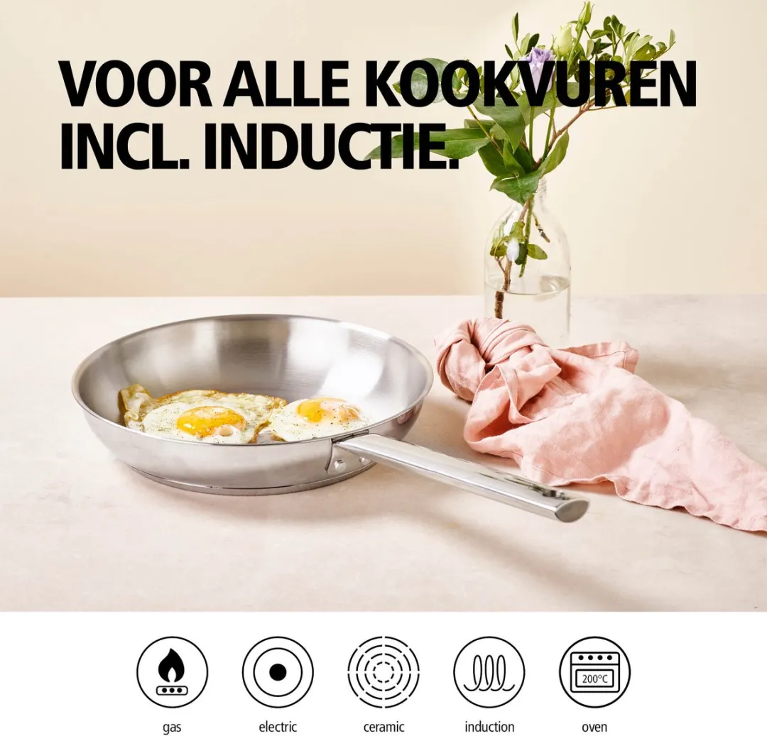 Brabantia Granada Koekenpan 24cm - 90% Gerecycled RVS - Zilver