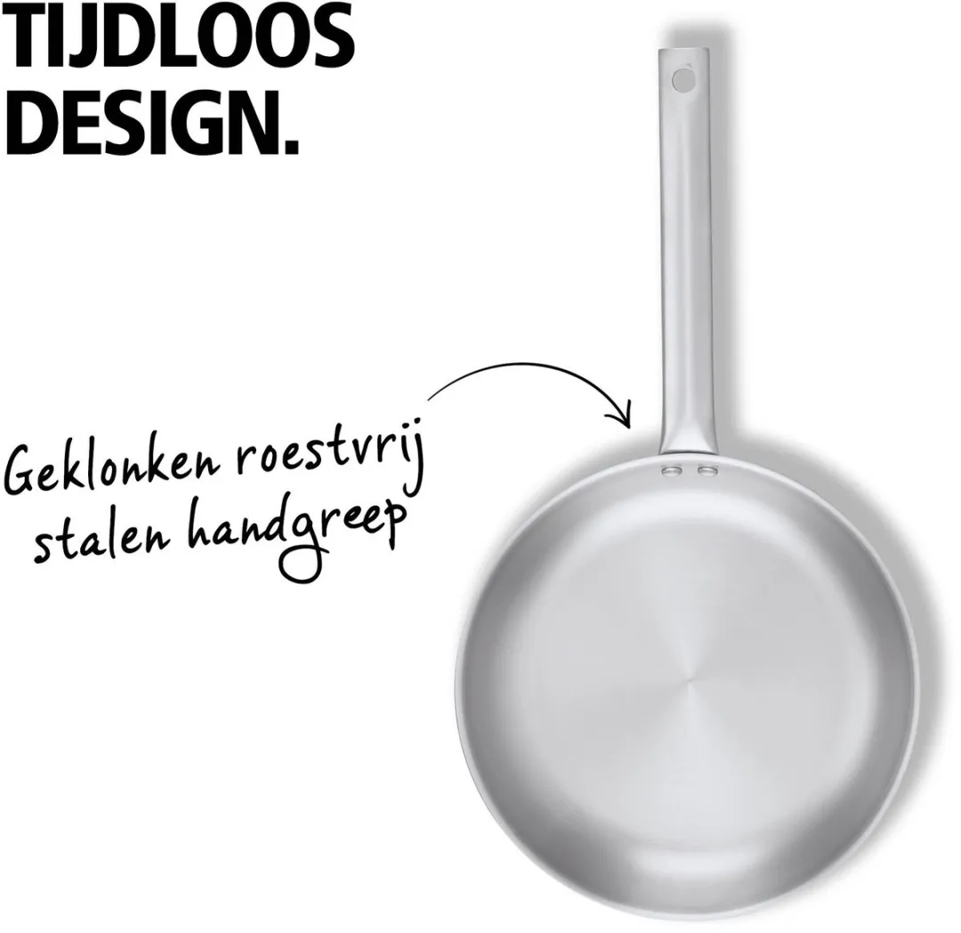 Brabantia Granada Koekenpan 24cm - 90% Gerecycled RVS - Zilver