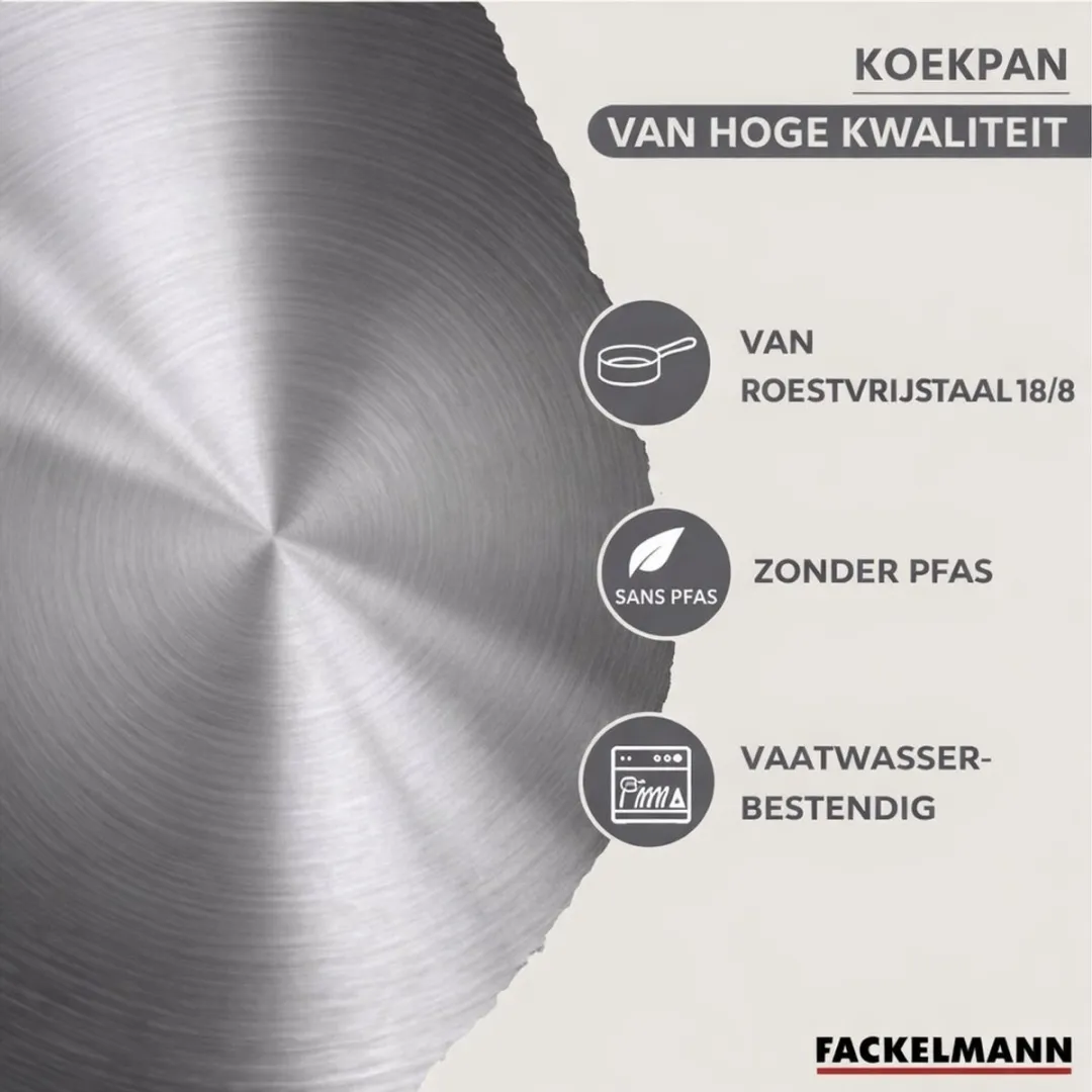 Fackelmann Geneva Kookset 16/20/24cm & 24/28cm - Roestvrij staal/Zwart