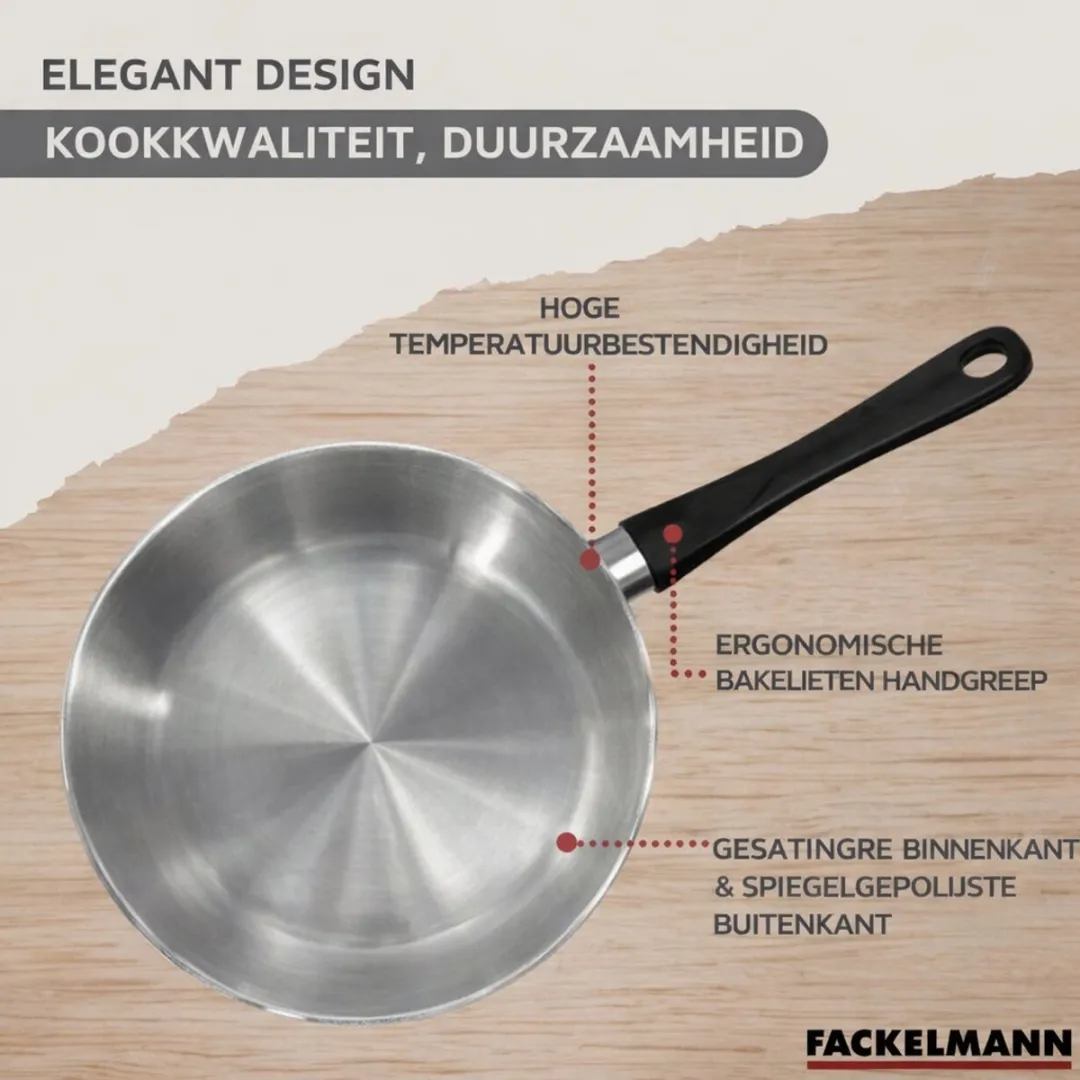 Fackelmann Geneva Kookset 16/20/24cm & 24/28cm - Roestvrij staal/Zwart