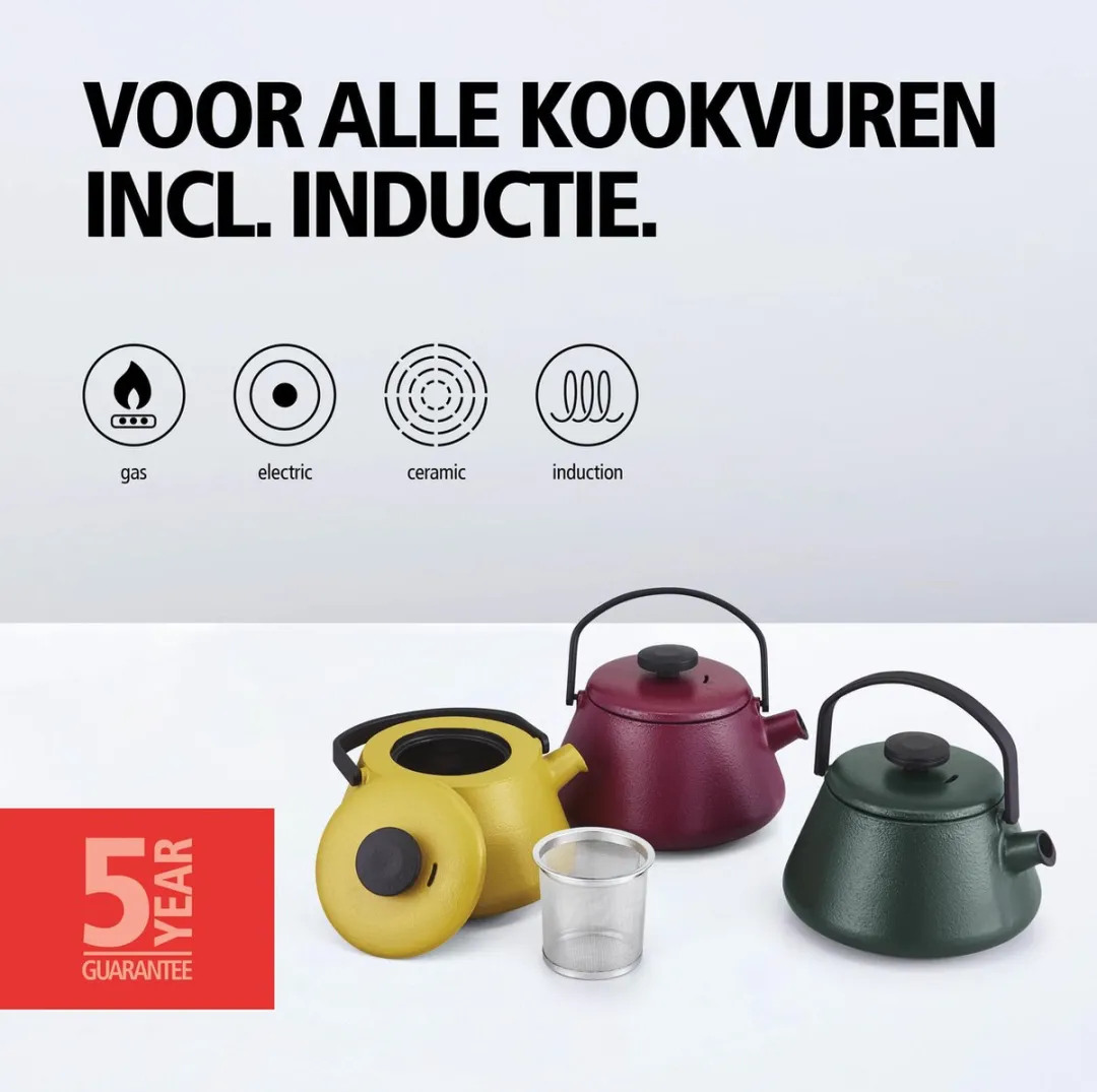 Brabantia T-TIME Theepot 0,7L - Gietijzer - Geel