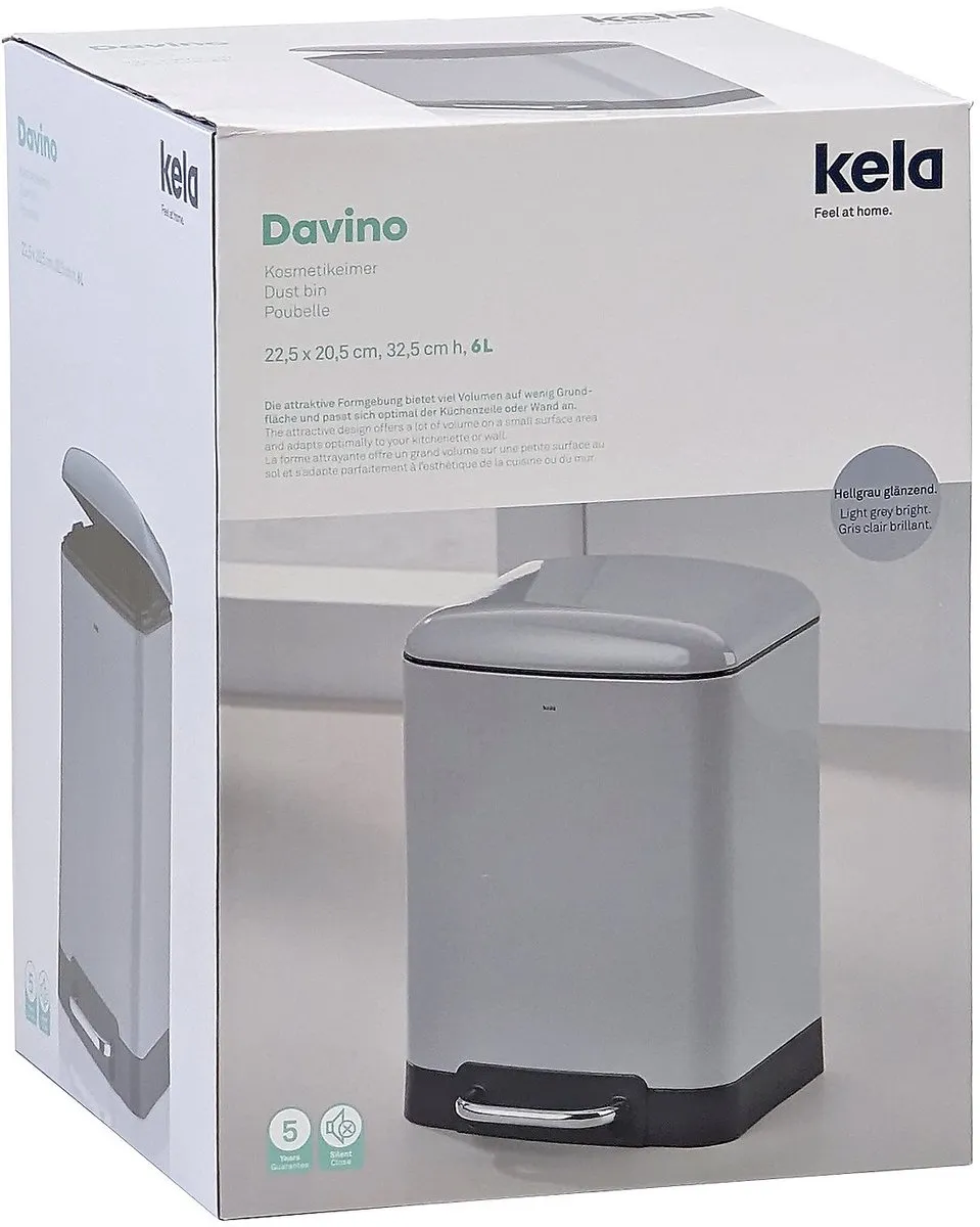 Kela Davino Prullenbak met Pedaal 6L - Grijs