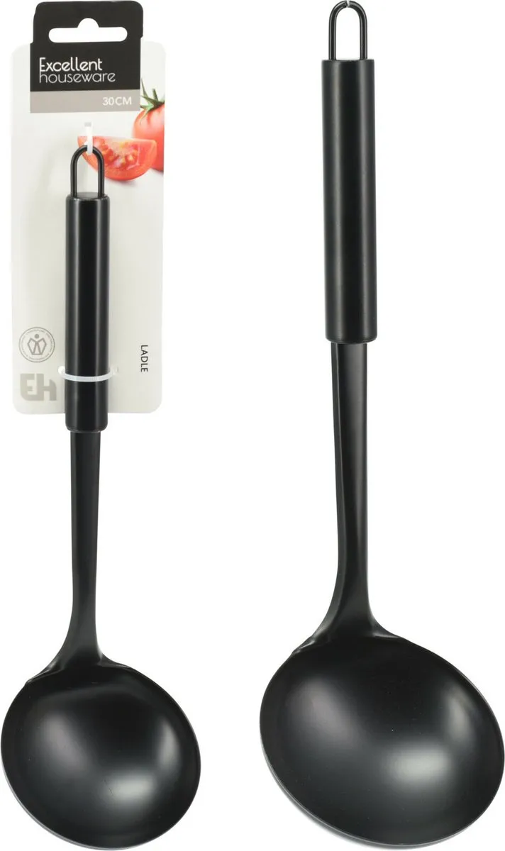 Excellent Houseware Soeplepel RVS 30cm - Zwart