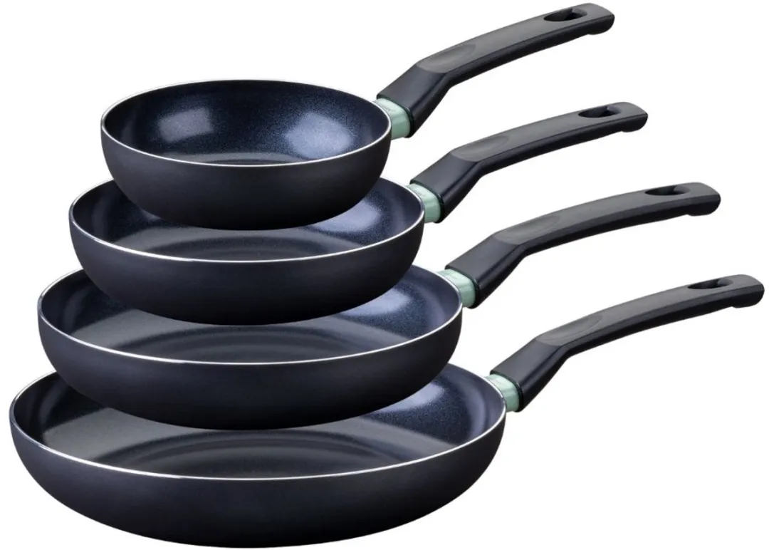 Fackelmann Anti-Aanbakpan Set 4 Stuks - 16/20/24/28cm - Zwart/Groen