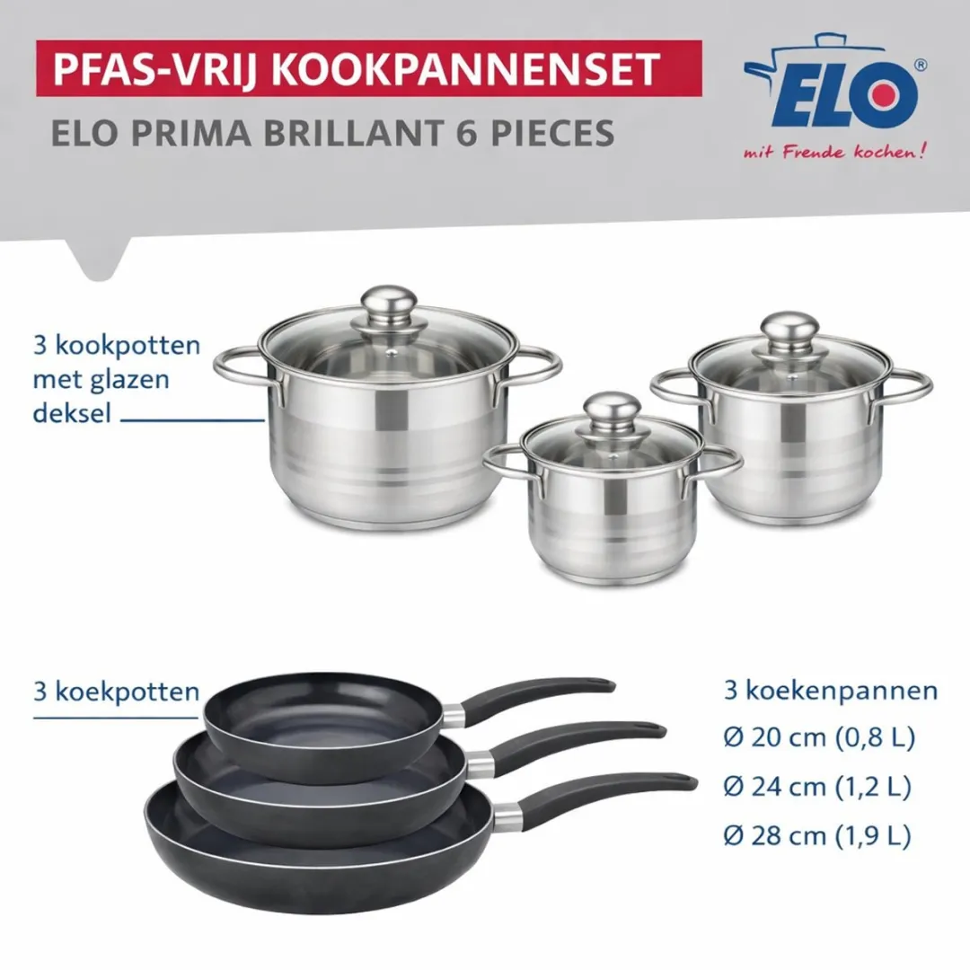 Fackelmann Elo 9741850 Keukenset 6-delig - Inductie - Zwart