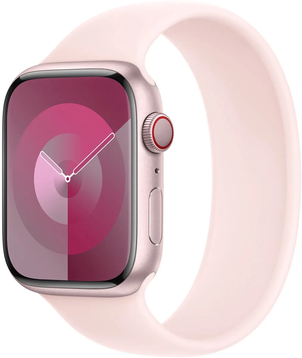 Apple Siliconen solobandje voor de Apple Watch | 44/45/46/49 mm - Maat 3 - Light Pink