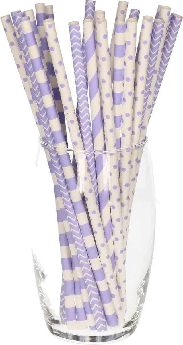 Excellent Houseware Papier Drinkrietjes Paars