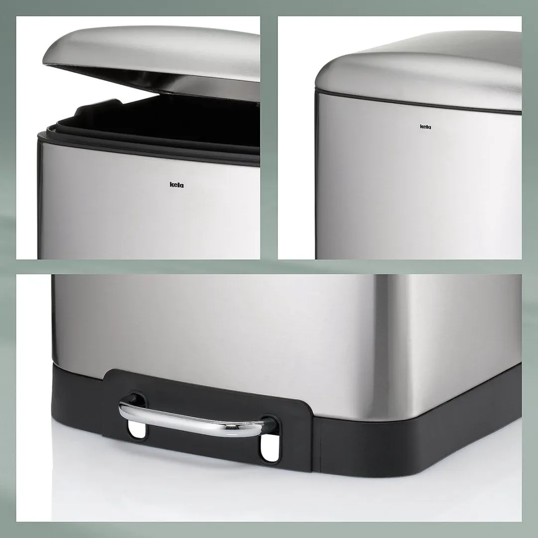 Afvalemmer, RVS, Zwart, 30 L - Kela | Davino