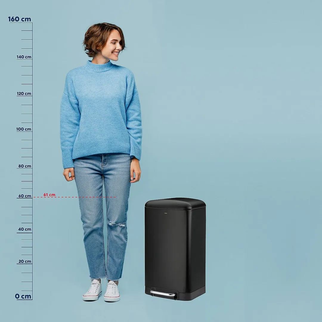 Afvalemmer, RVS, Zwart, 30 L - Kela | Davino