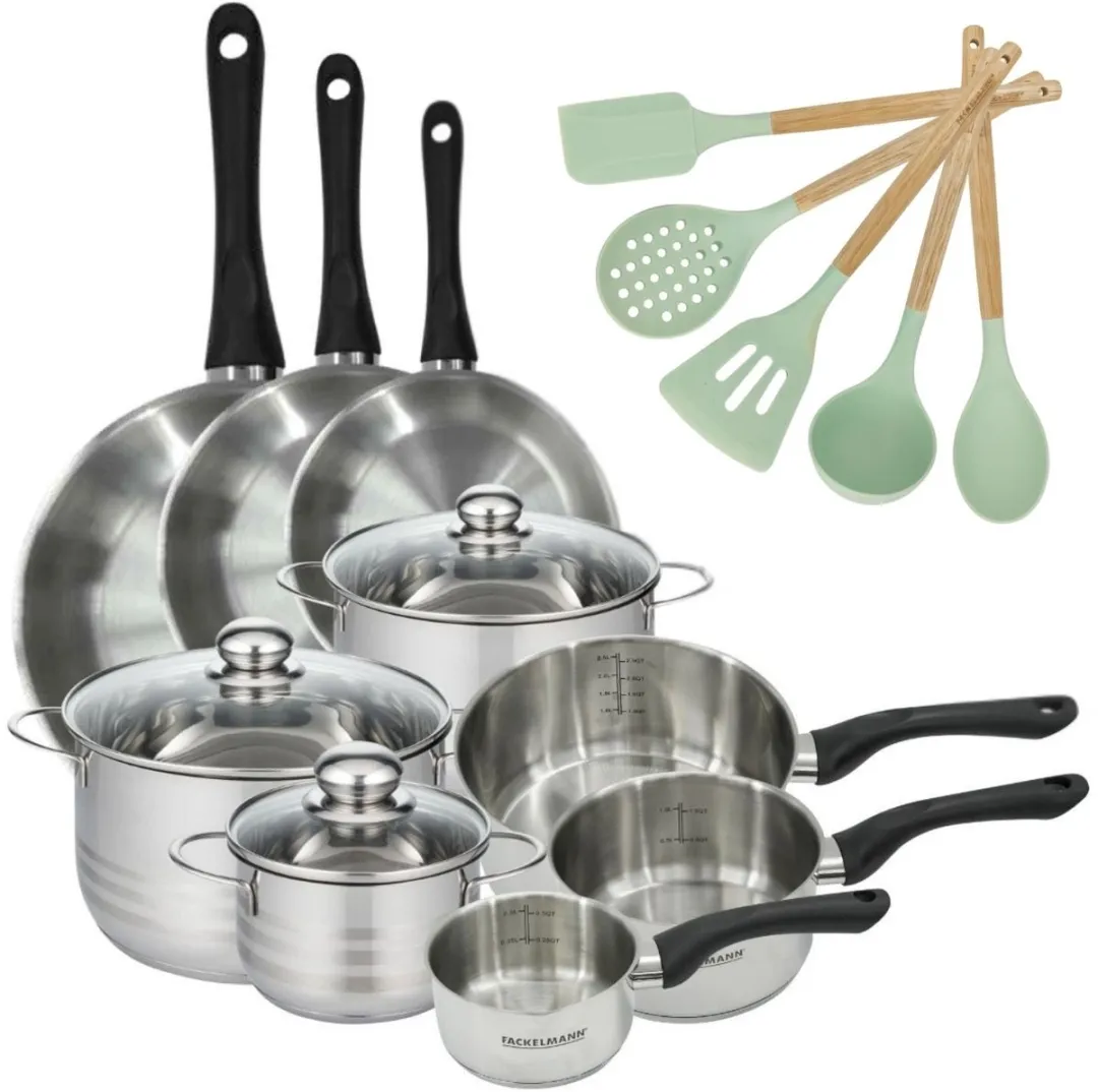 Fackelmann Genève Set 3 RVS Kookpotten & Pannen 16/20/24cm