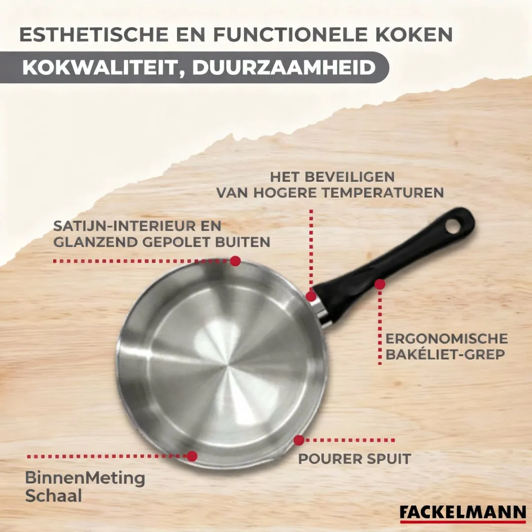 Fackelmann Genève Set 3 RVS Kookpotten & Pannen 16/20/24cm - 3x20/24/28cm - 5 Stuks Gereedschap