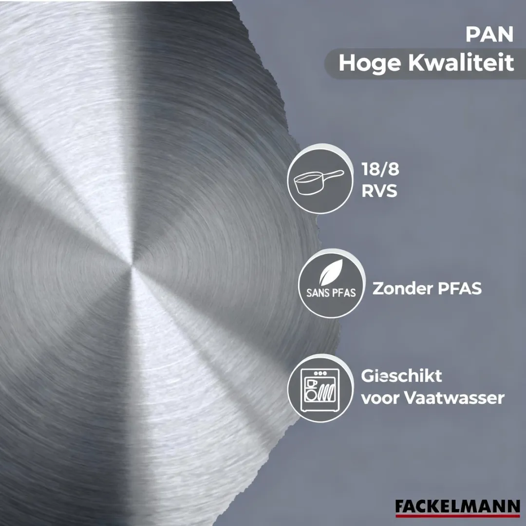 Fackelmann Genève Set 3 RVS Kookpotten & Pannen 16/20/24cm - 3x20/24/28cm - 5 Stuks Gereedschap