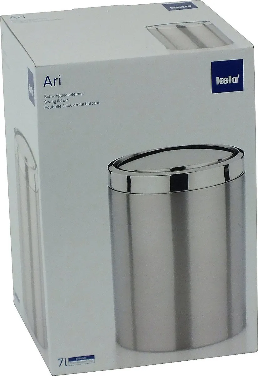 Kela Ari Afvalemmer Swing 7L - Zilver