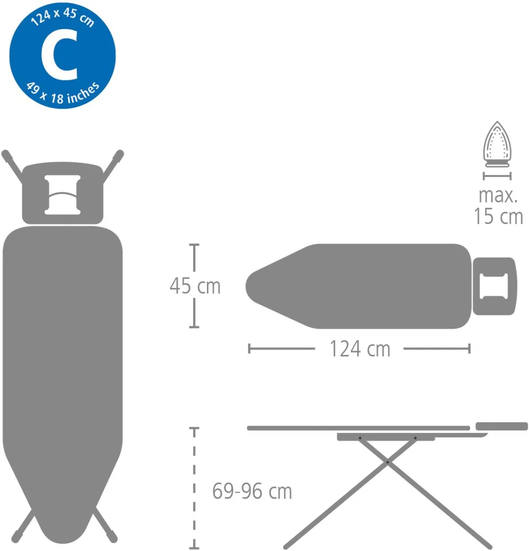Brabantia Strijkplank C 238840 - 124x45cm - Ecru