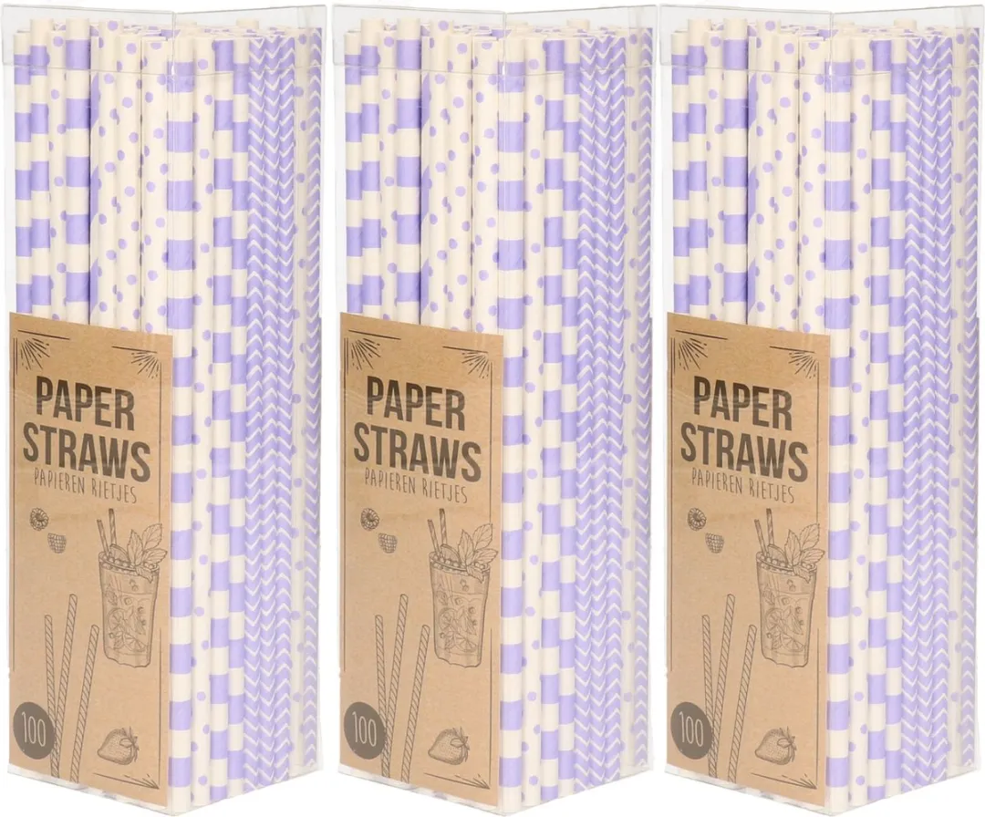 Excellent Houseware Papieren Drinkrietjes 300 Stuks