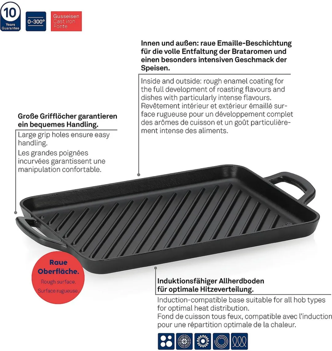 Kela Calido Gietijzeren Grillplaat 25x35cm - Zwart