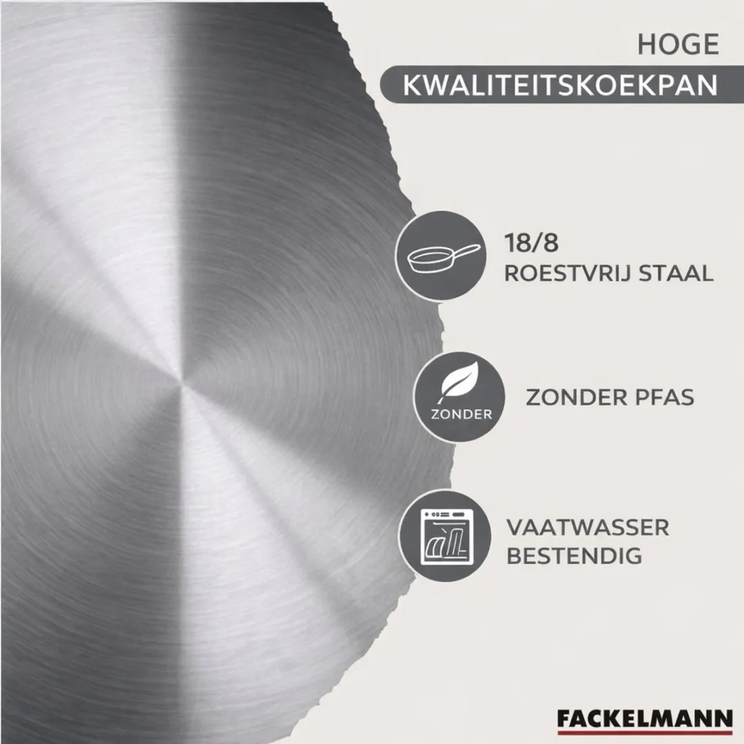 Fackelmann 9358450B88 Kookset - 2 Koekenpannen & 3 Steelpannen - 11-delig - RVS - Inductie