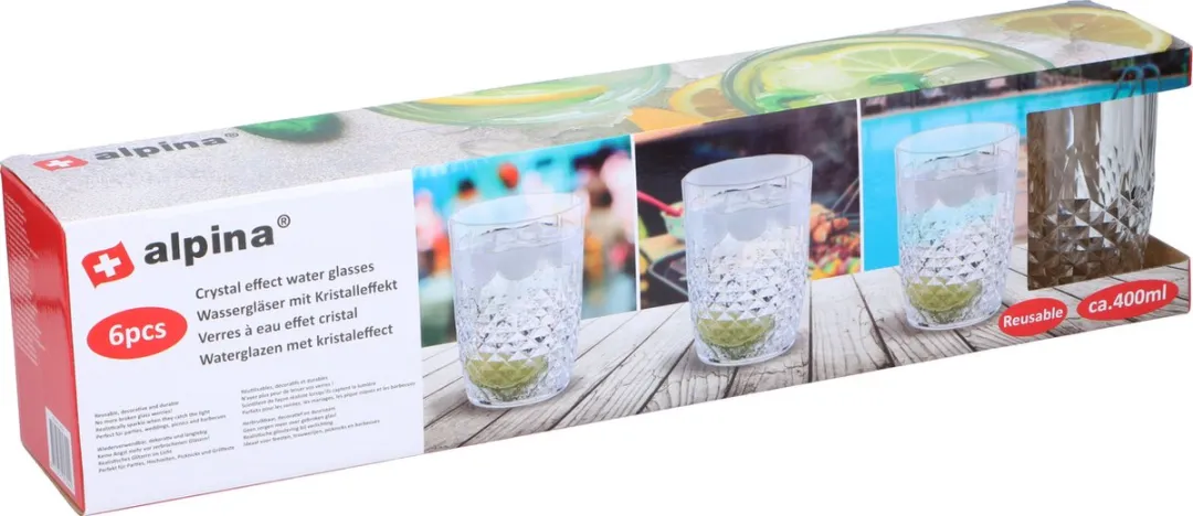 Alpina Waterglazen Set 6 Stuks 400ml - Crystal Effect