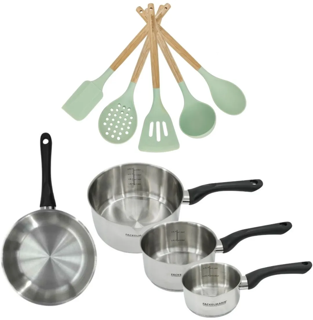 Fackelmann Genève Roestvrijstalen Kookset 20cm + 3 Pannen 12/16/20cm