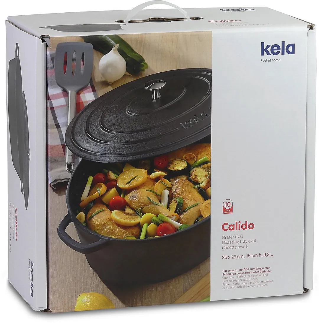 Kela Braadpan Gietijzer Ovaal 36cm - 9.5L - Zwart