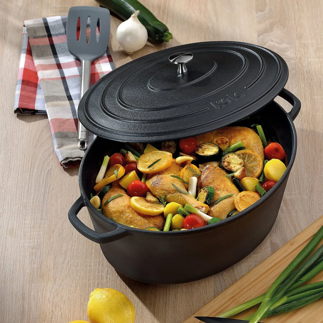 Kela Braadpan Gietijzer Ovaal 36cm - 9.5L - Zwart