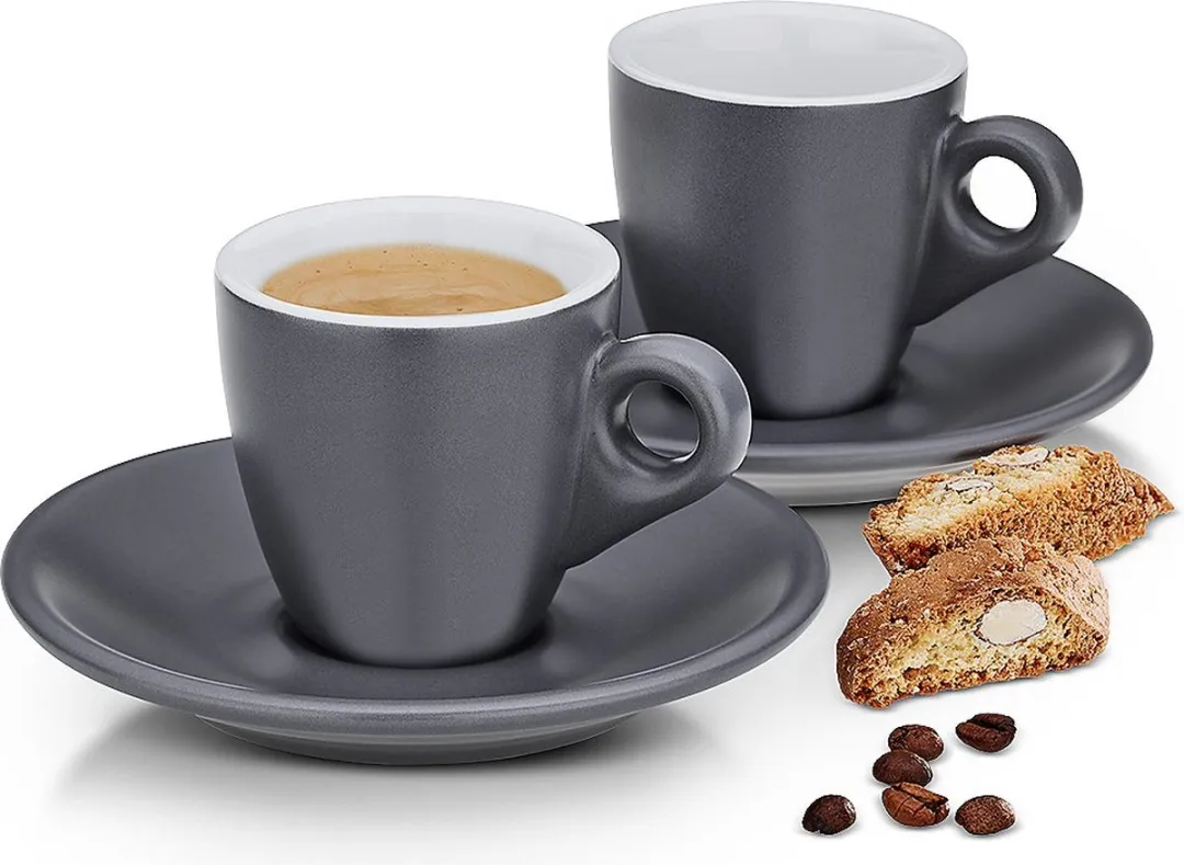 Kela Mattia Espresso Kop & Schotel Set 12cm - Grijs