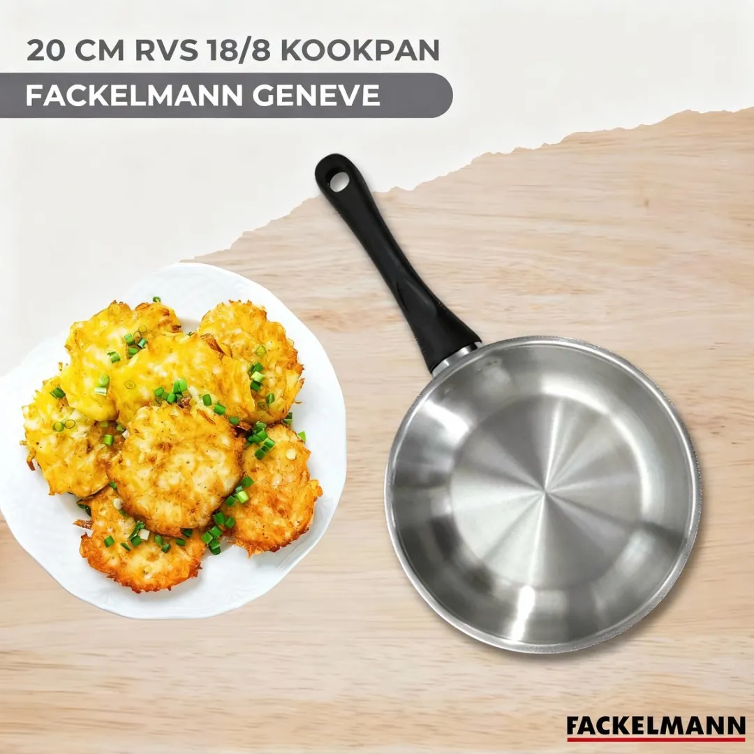 Fackelmann 9440850 Kookpan 20cm - Inductie - Roestvrij staal/Zwart