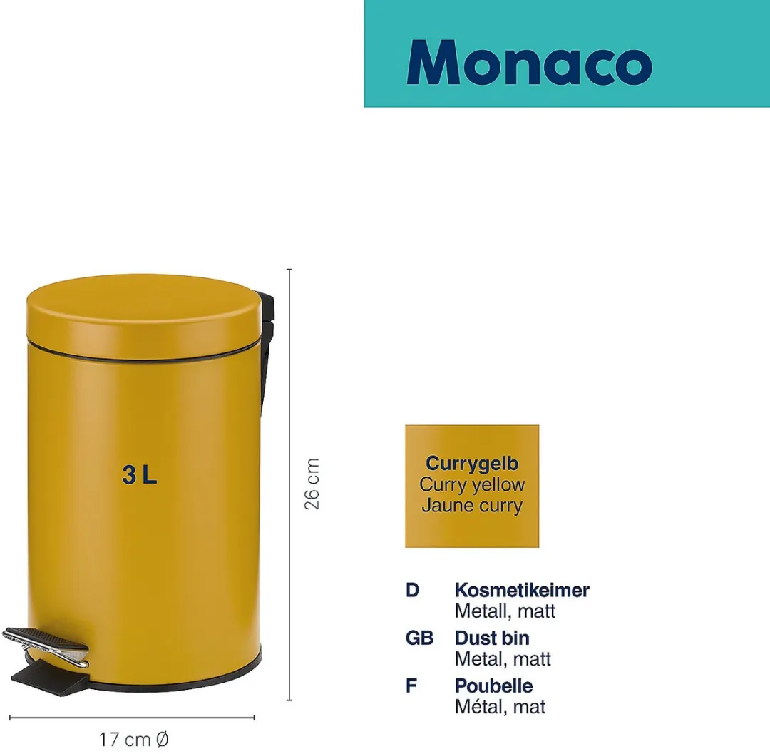 Kela Monaco Pedaal Afvalemmer 3L - Geel