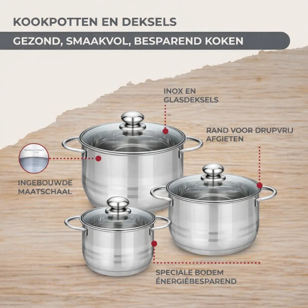 Fackelmann 9360050B88 Keukenset - 6-delig - Roestvrij staal