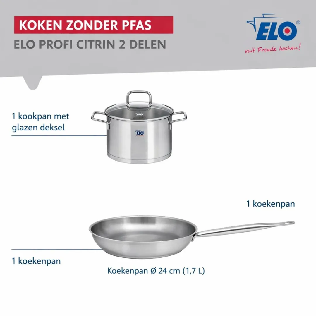 Fackelmann Elo Profi Keukengerei Set 2-delig - 24cm + 14cm - Roestvrij staal