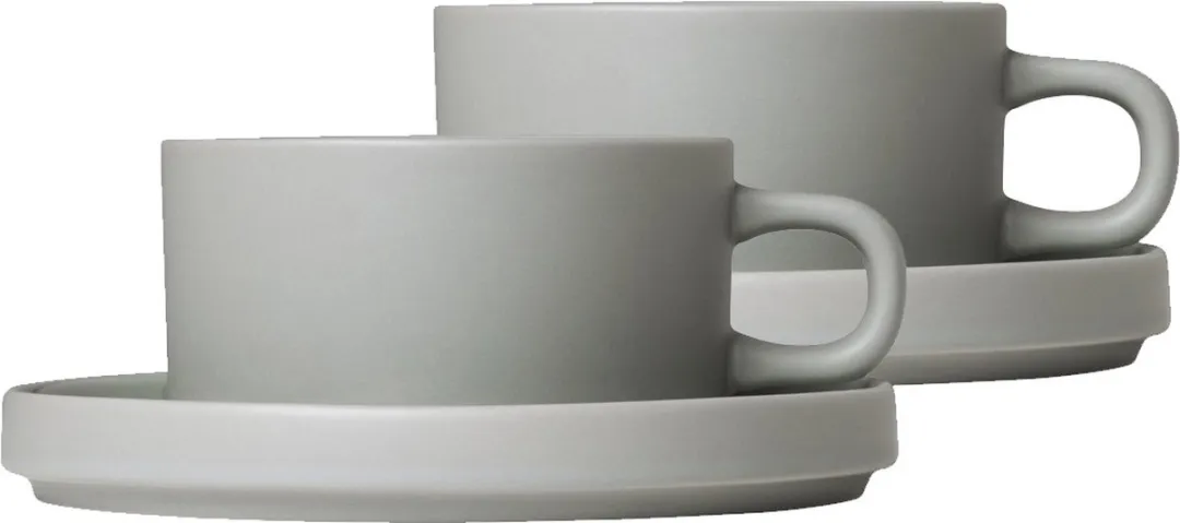 Blomus Pilare Kopjes en Schotels 170ml - 4 Stuks - Grijs