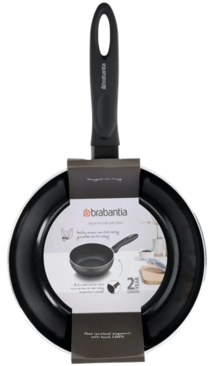 Brabantia Wokpan 20cm - Keramische antiaanbaklaag - Zwart