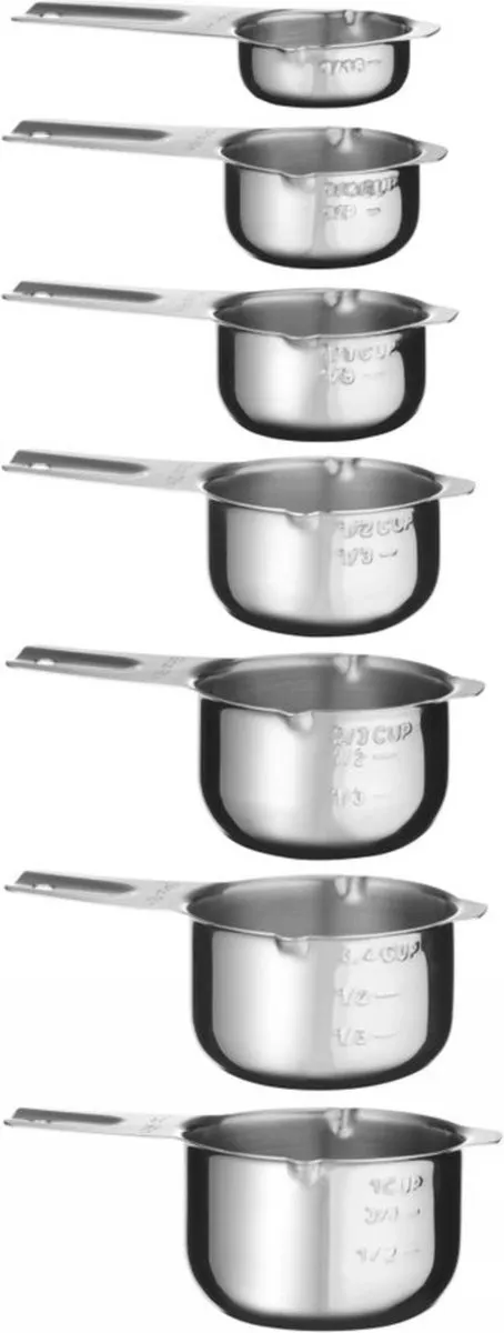 Hendi Roestvrijstalen Maatbekers Set 7-delig - 240ml