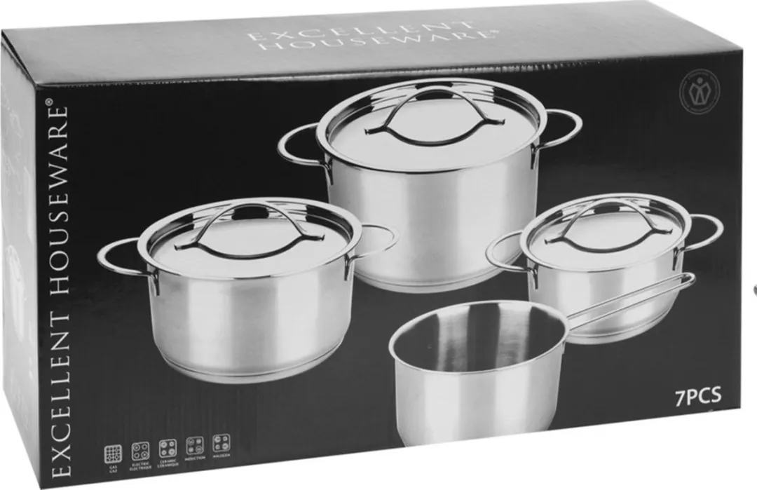 Excellent Houseware 7-delig RVS Pannenset - Zilver
