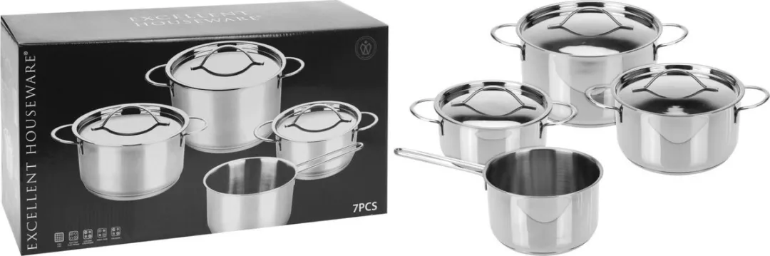 Excellent Houseware 7-delig RVS Pannenset - Zilver