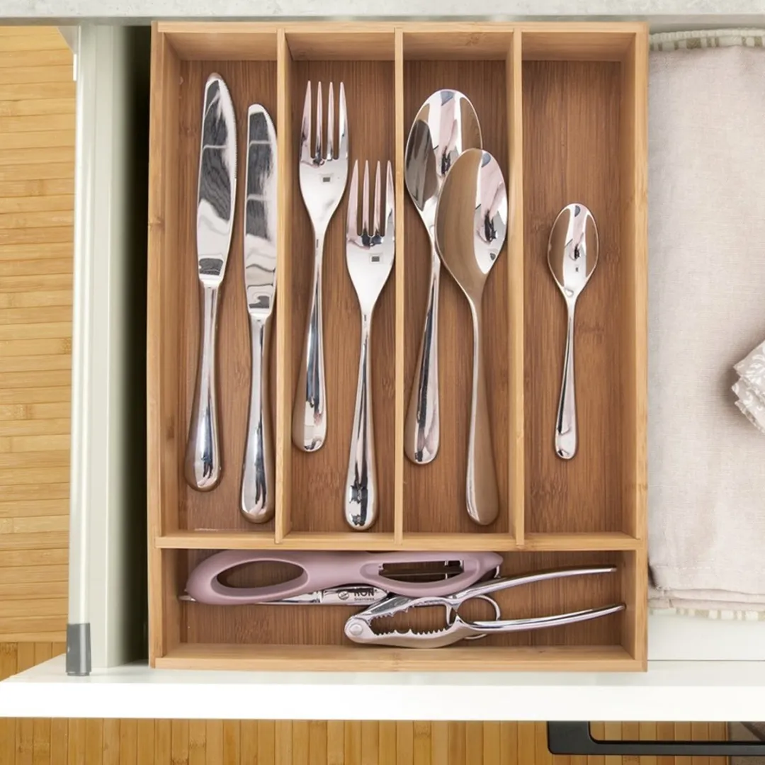 Excellent Houseware Bestekbak Bamboe 5 Vakken DS93452