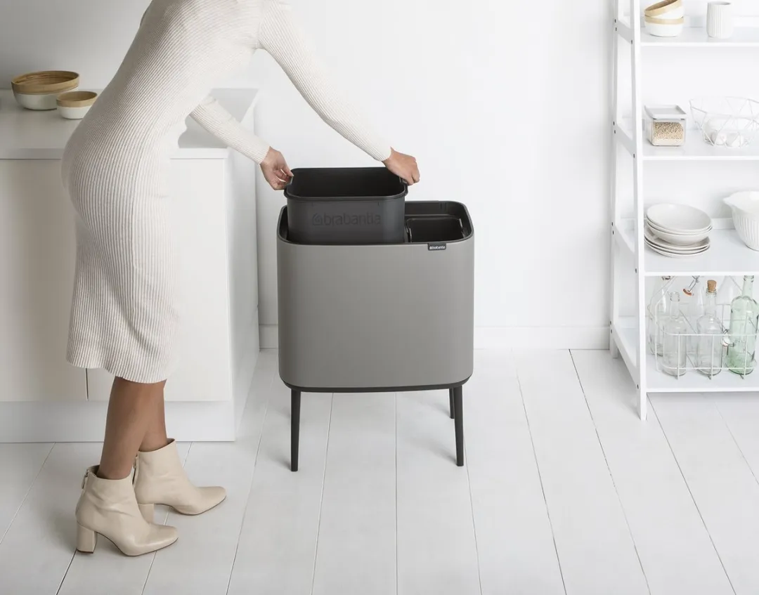 Brabantia Bo Touch Bin Prullenbak 34L - 2 Vakken - Mineral Concrete Grey - afbeelding 6 van 6