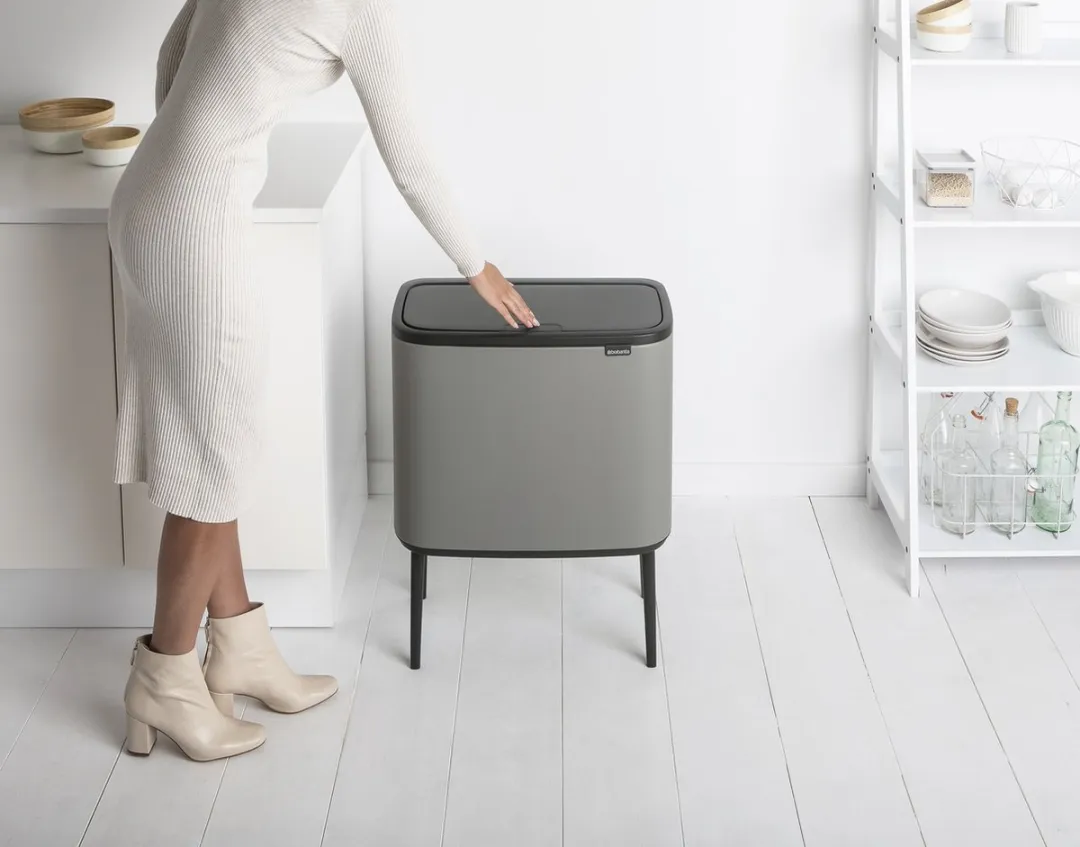Brabantia Bo Touch Bin Prullenbak 34L - 2 Vakken - Mineral Concrete Grey
