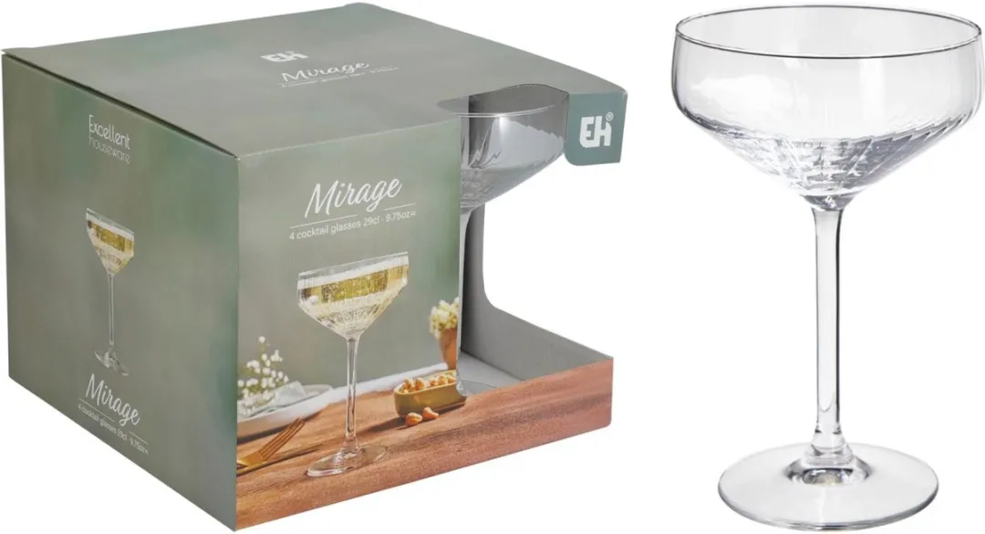 Excellent Houseware Martini Glazen 8 Stuks - 300ml - Transparant