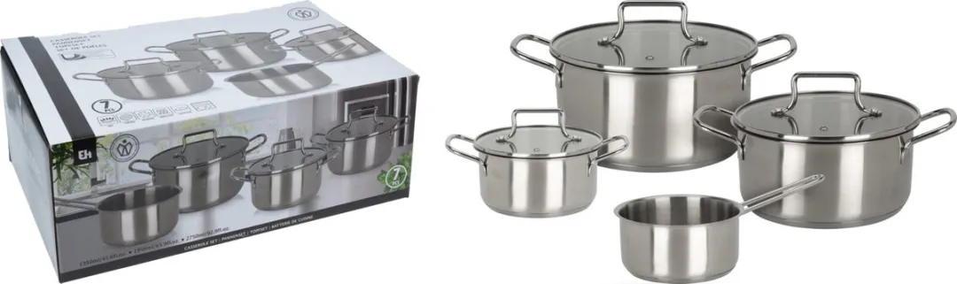 Excellent Houseware Pannenset C80653290 - 4-delig RVS - Zilver