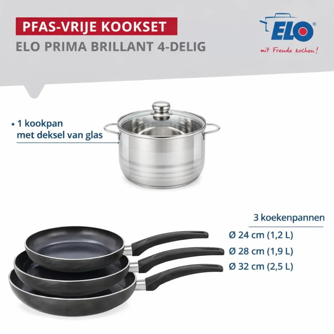 Fackelmann Elo Prima Keukengerei Set 4-delig - Inductie - Zwart