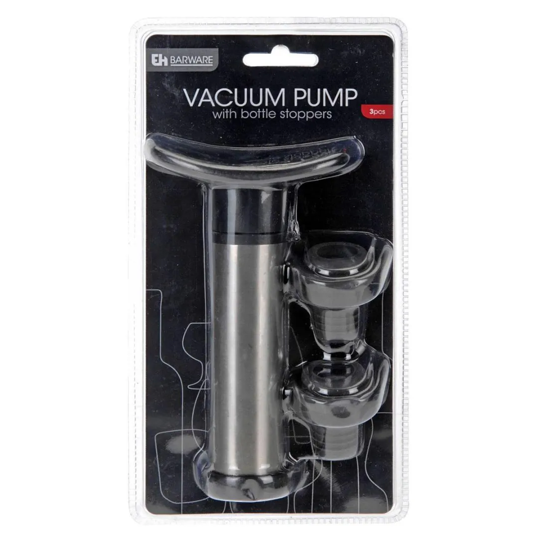 Excellent Houseware RVS Wijnpomp met Siliconen Stoppers - Zilver