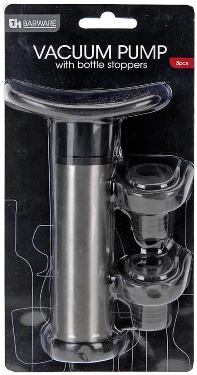 Excellent Houseware RVS Wijnpomp met Siliconen Stoppers - Zilver