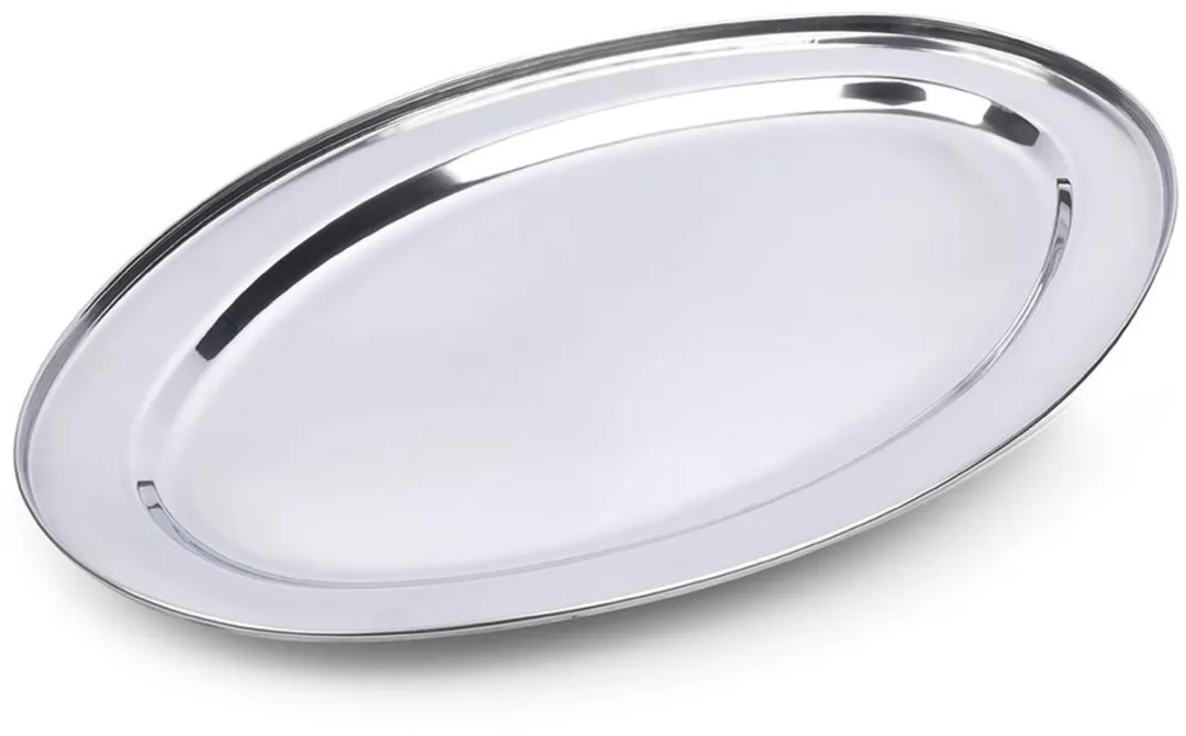 Excellent Houseware Ovale Serveerschaal 34x21,5cm - Roestvrij Staal